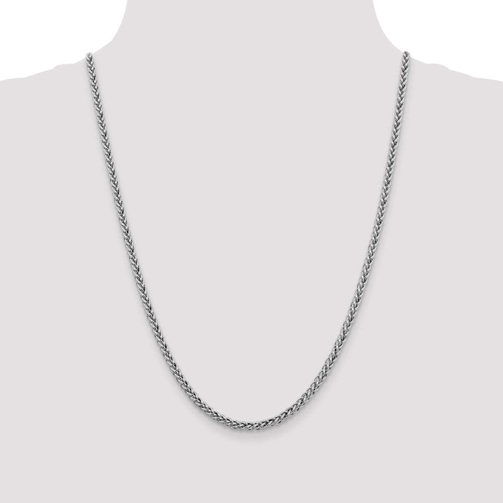 14K White Gold 4.3mm Semi-Solid 3-Wire Wheat with Lobster Clasp Chain