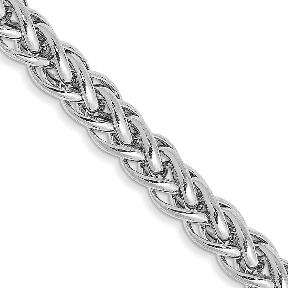 14K White Gold 4.3mm Semi-Solid 3-Wire Wheat with Lobster Clasp Chain
