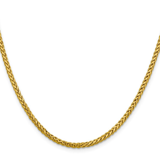14K 2.5mm Semi-Solid Diamond-cut Wheat with Lobster Clasp Chain