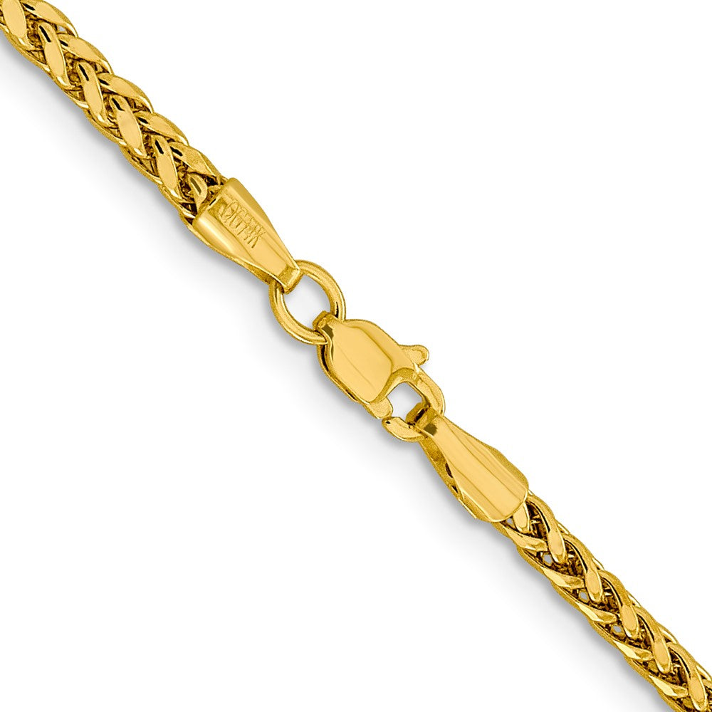 14K 2.5mm Semi-Solid Diamond-cut Wheat with Lobster Clasp Chain