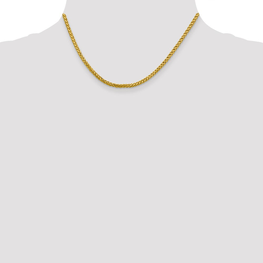 14K 2.5mm Semi-Solid Diamond-cut Wheat with Lobster Clasp Chain