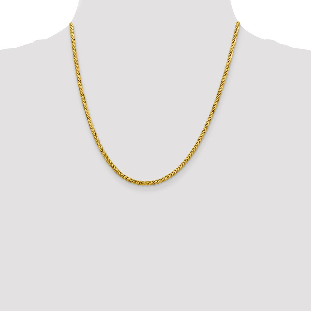 14K 2.5mm Semi-Solid Diamond-cut Wheat with Lobster Clasp Chain