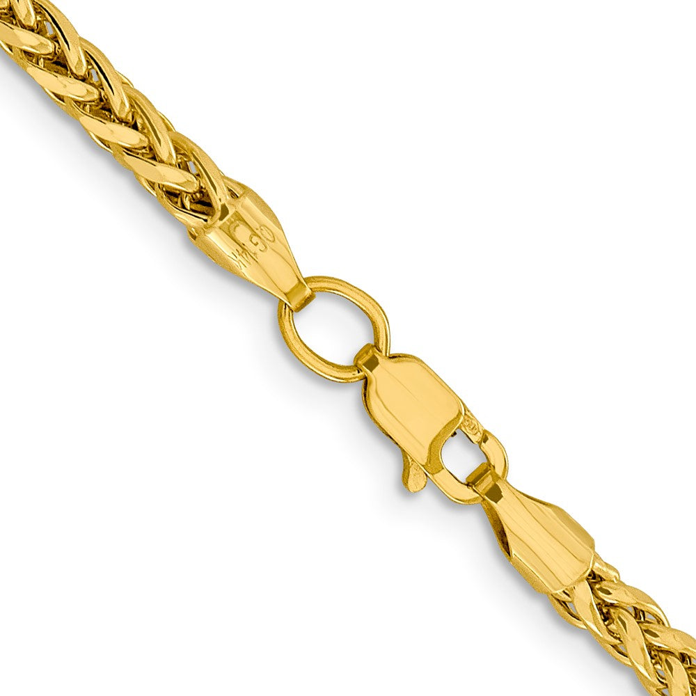 14K 3.1mm Semi-Solid Diamond-cut Wheat with Lobster Clasp Chain