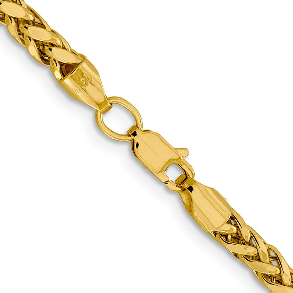 14K 3.7mm Semi-Solid Diamond-cut Wheat with Lobster Clasp Chain