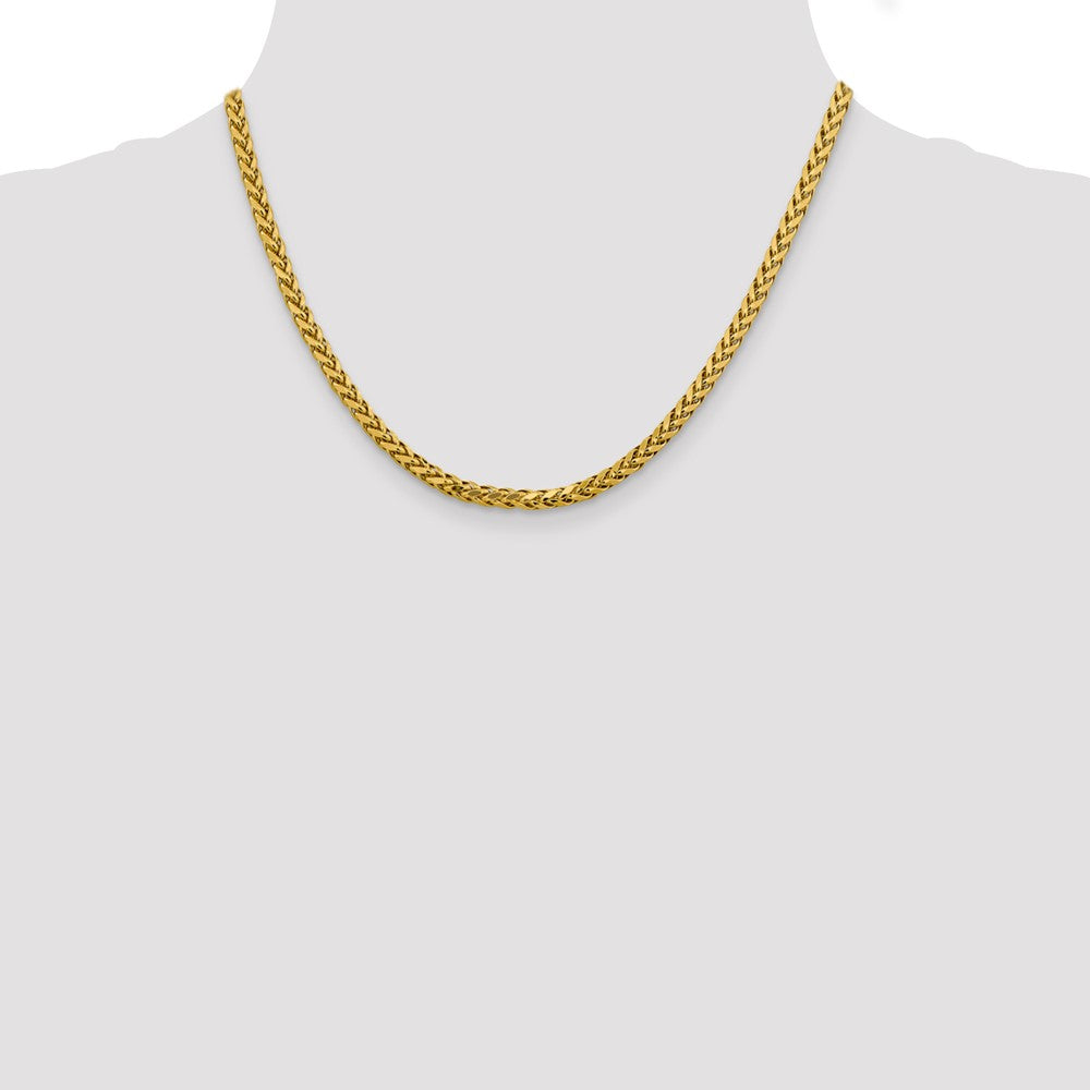14K 3.7mm Semi-Solid Diamond-cut Wheat with Lobster Clasp Chain