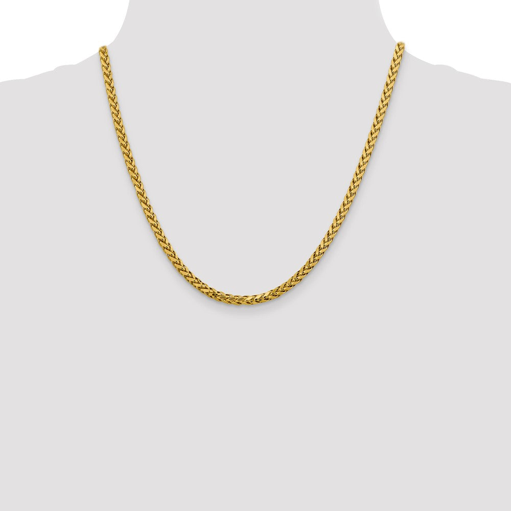 14K 3.7mm Semi-Solid Diamond-cut Wheat with Lobster Clasp Chain