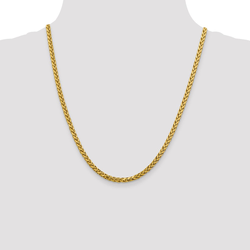 14K 3.7mm Semi-Solid Diamond-cut Wheat with Lobster Clasp Chain