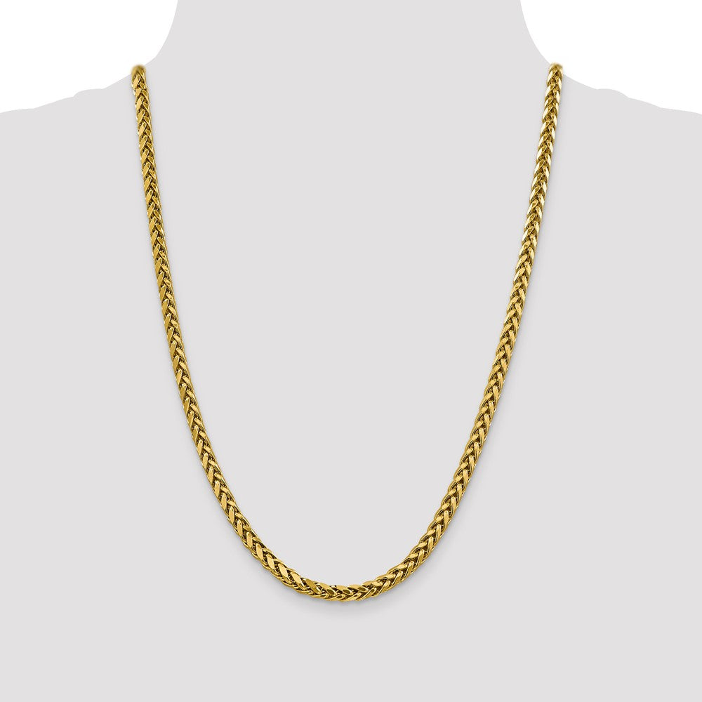 14K 5mm Semi-Solid Diamond-cut Wheat with Lobster Clasp Chain