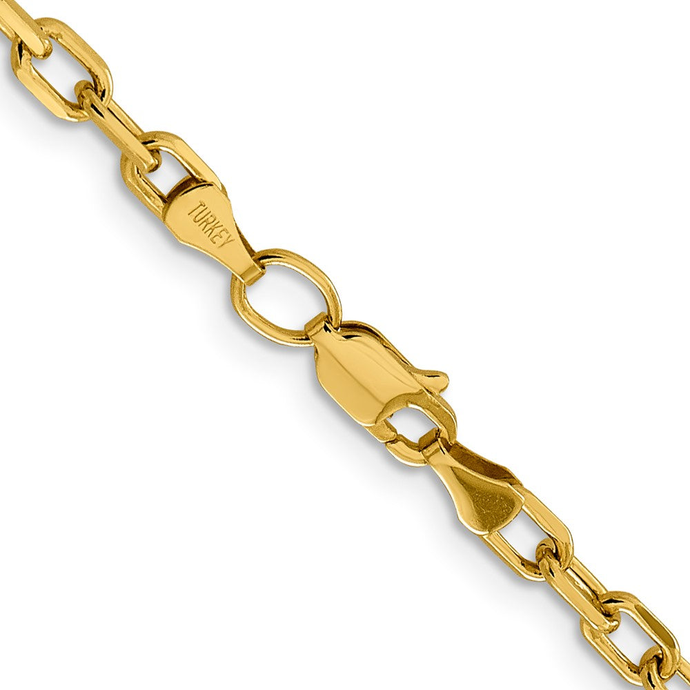 14K 3.7mm Semi-Solid Diamond-cut Open Link Cable with Lobster Clasp Chain