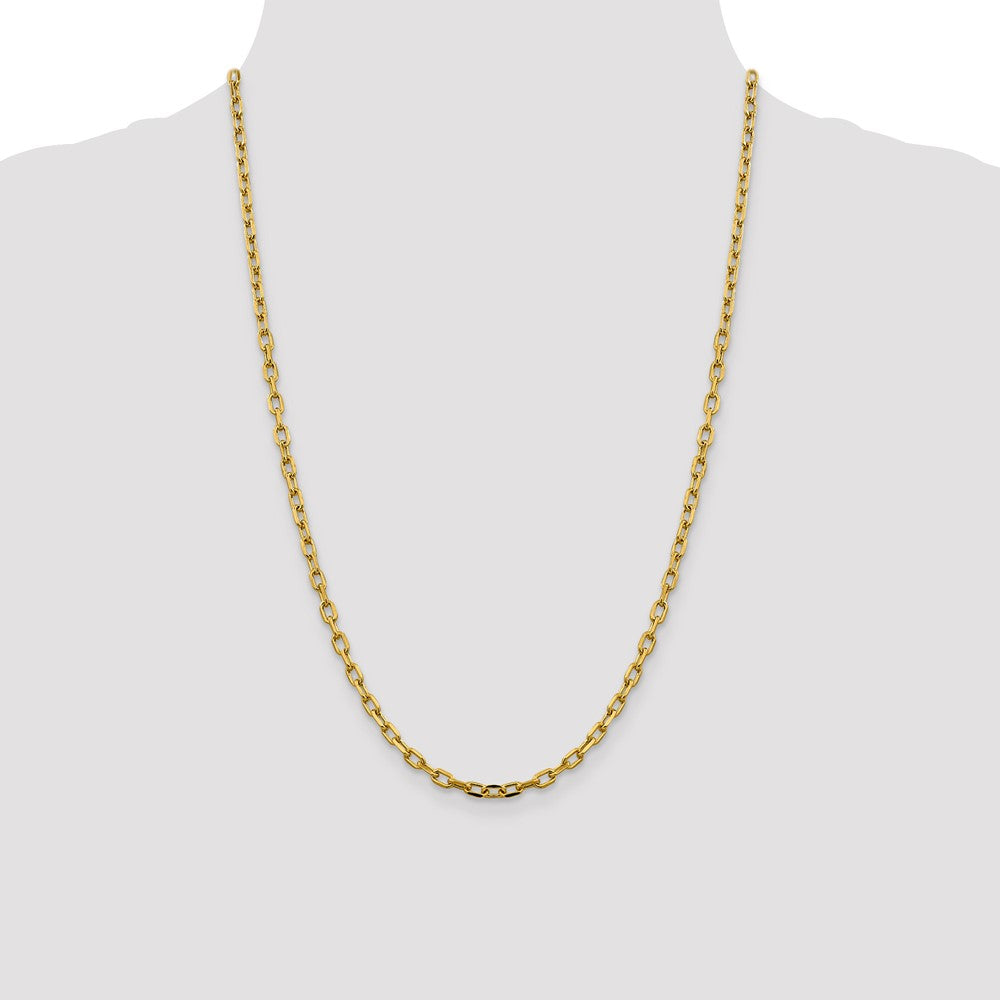 14K 3.7mm Semi-Solid Diamond-cut Open Link Cable with Lobster Clasp Chain