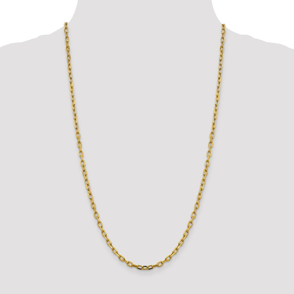 14K 3.7mm Semi-Solid Diamond-cut Open Link Cable with Lobster Clasp Chain