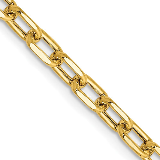 14K 3.7mm Semi-Solid Diamond-cut Open Link Cable with Lobster Clasp Chain