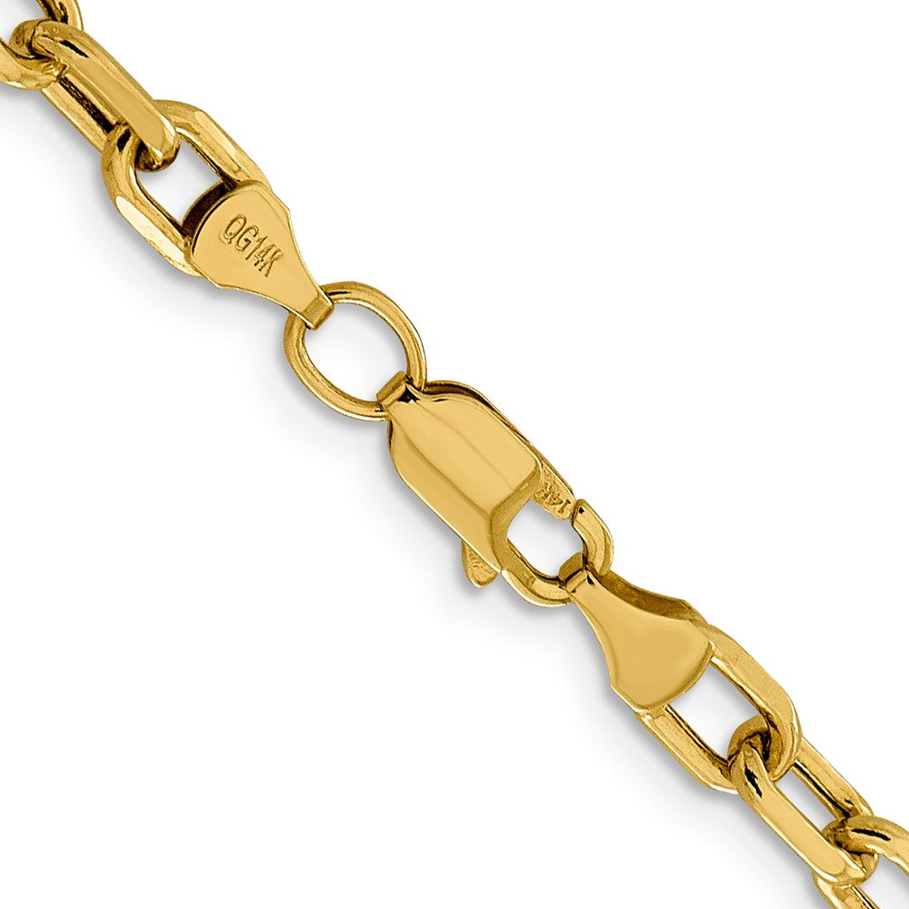 14K 4.9mm Semi-Solid Diamond-cut Open Link Cable with Lobster Clasp Chain