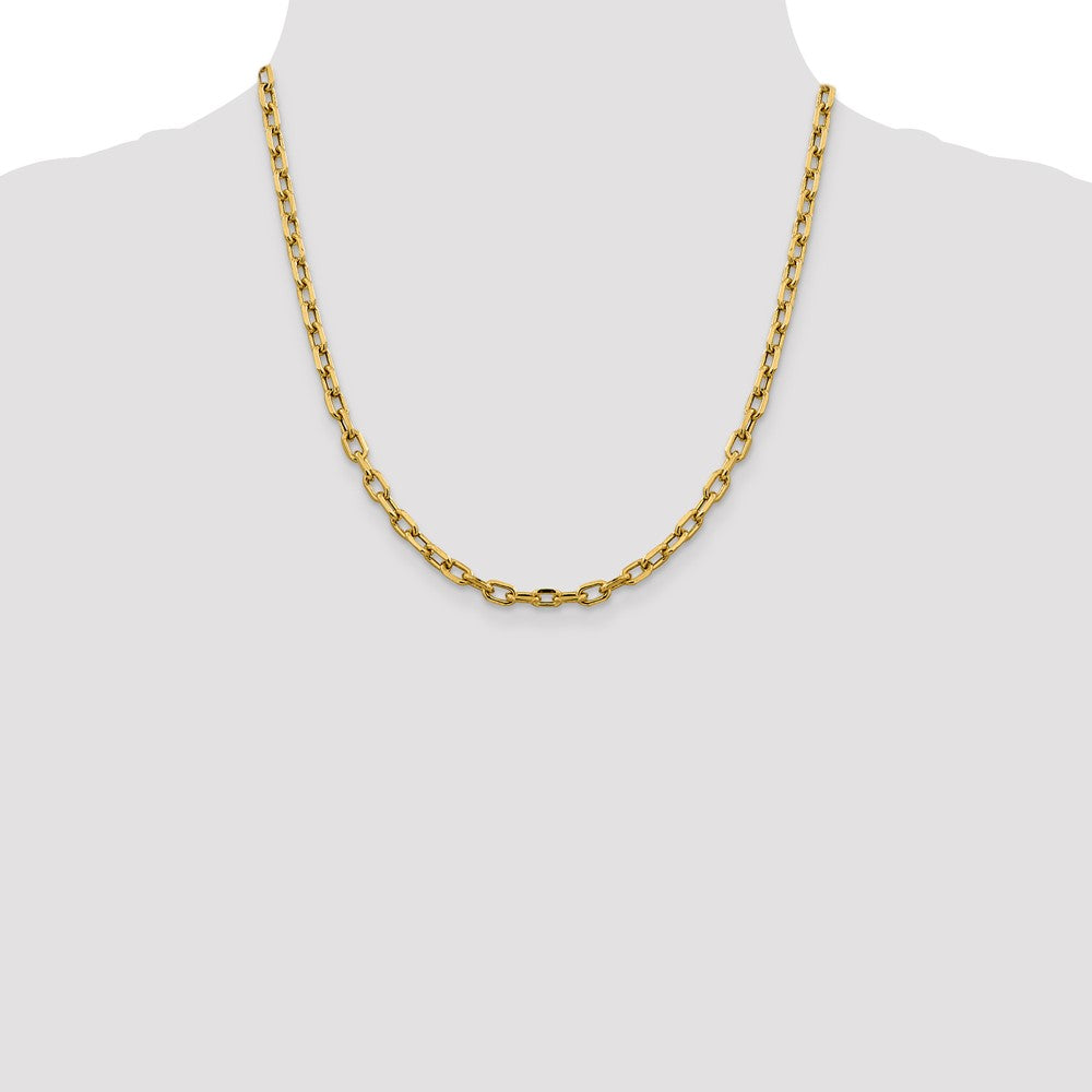 14K 4.9mm Semi-Solid Diamond-cut Open Link Cable with Lobster Clasp Chain