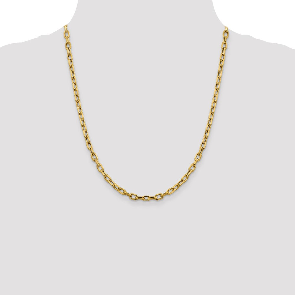 14K 4.9mm Semi-Solid Diamond-cut Open Link Cable with Lobster Clasp Chain