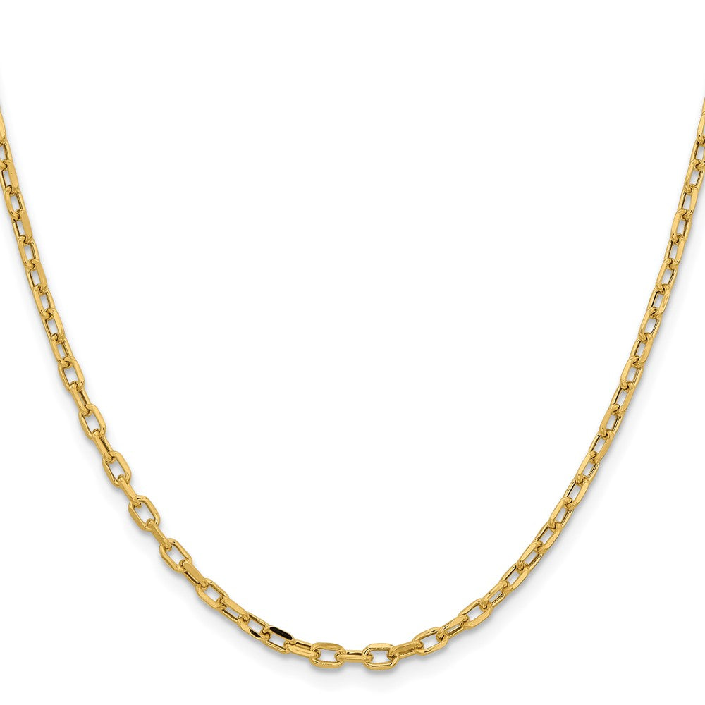 14K Yellow Gold 3mm Semi-Solid Diamond-cut Open Link Cable with Lobster Clasp Chain
