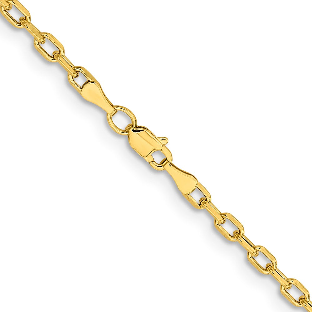 14K Yellow Gold 3mm Semi-Solid Diamond-cut Open Link Cable with Lobster Clasp Chain