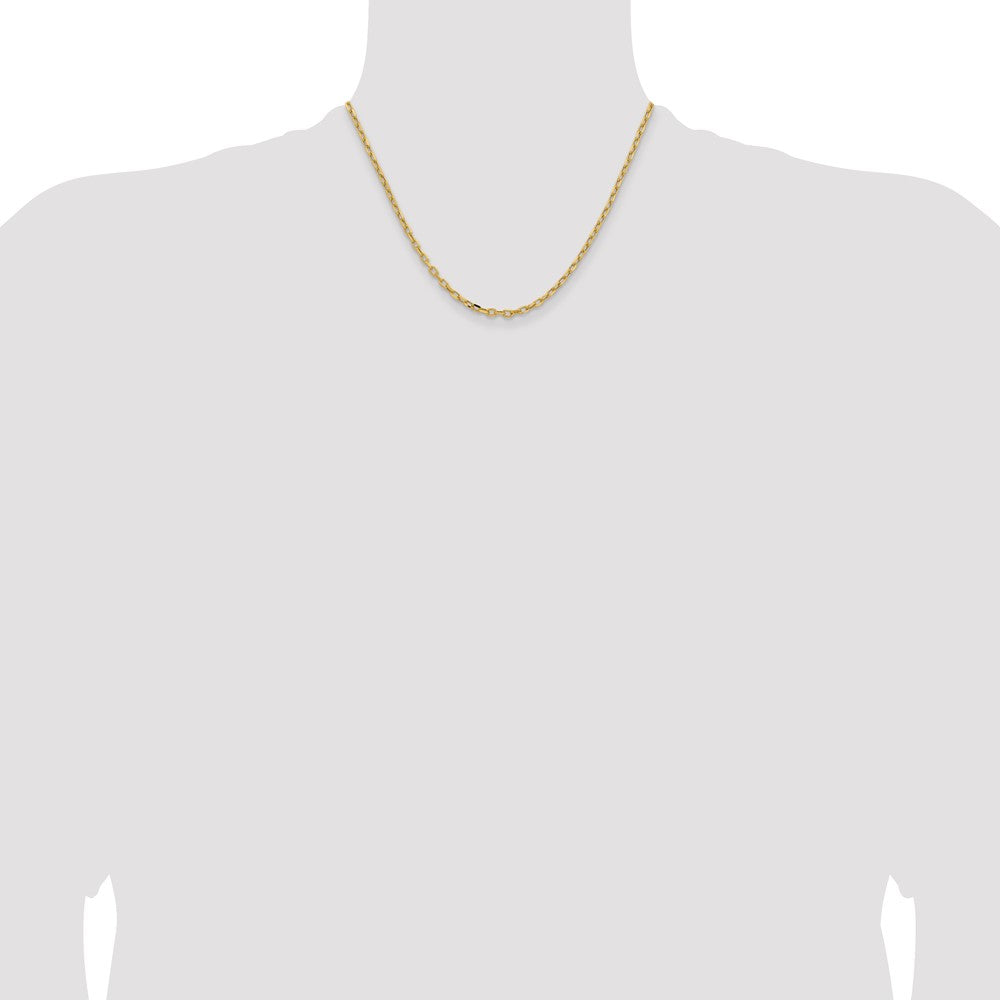 14K Yellow Gold 3mm Semi-Solid Diamond-cut Open Link Cable with Lobster Clasp Chain