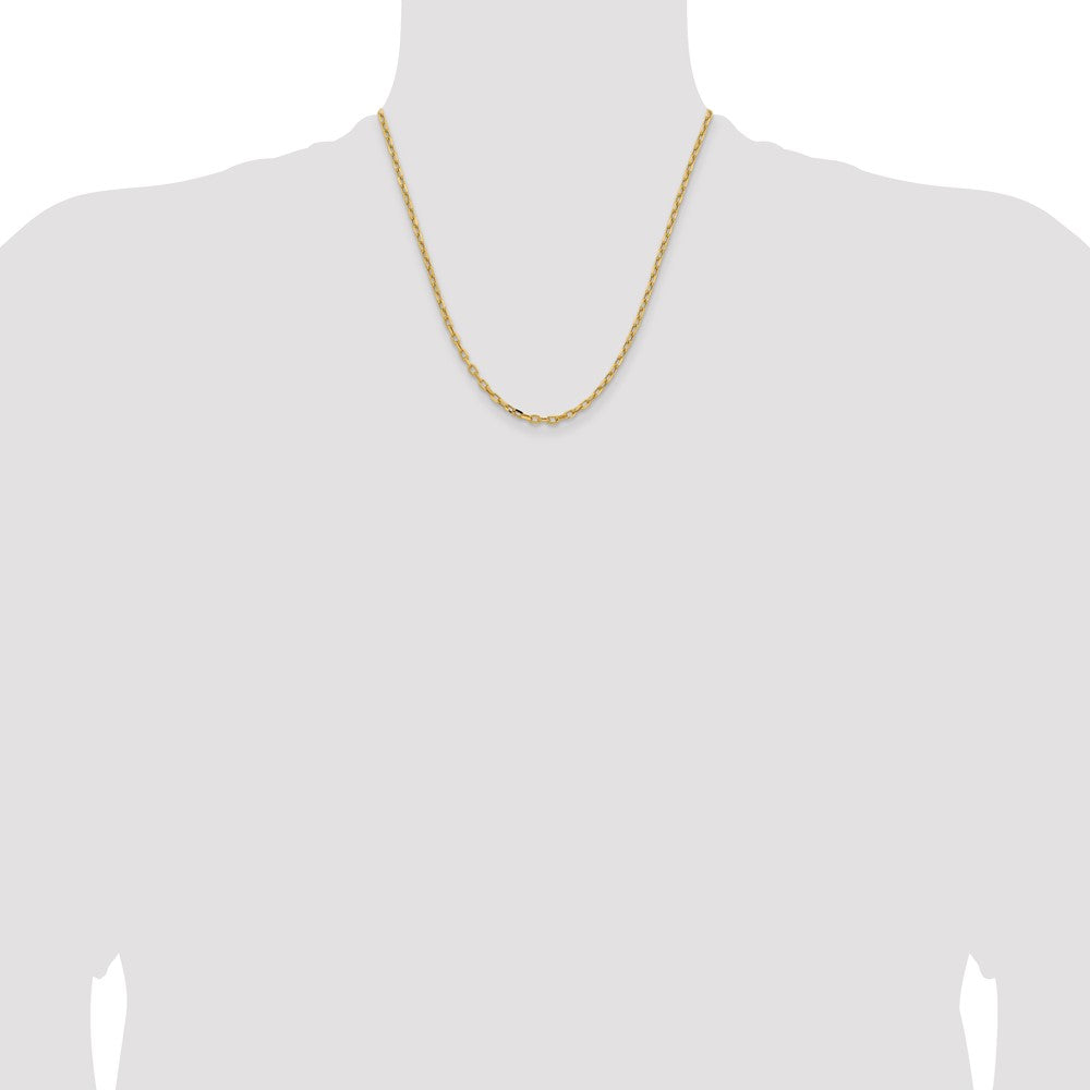 14K Yellow Gold 3mm Semi-Solid Diamond-cut Open Link Cable with Lobster Clasp Chain