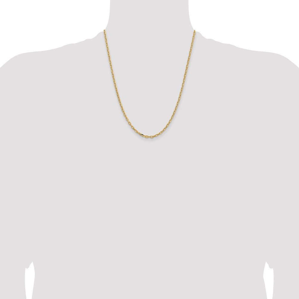 14K Yellow Gold 3mm Semi-Solid Diamond-cut Open Link Cable with Lobster Clasp Chain