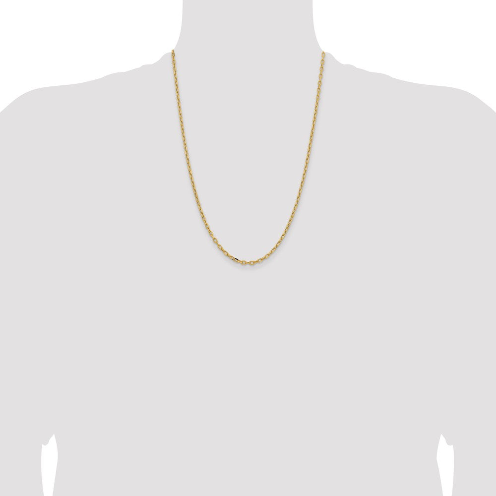 14K Yellow Gold 3mm Semi-Solid Diamond-cut Open Link Cable with Lobster Clasp Chain