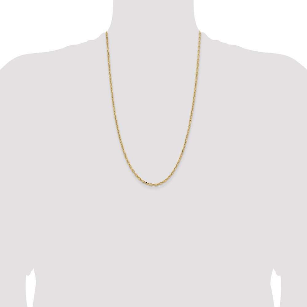 14K Yellow Gold 3mm Semi-Solid Diamond-cut Open Link Cable with Lobster Clasp Chain