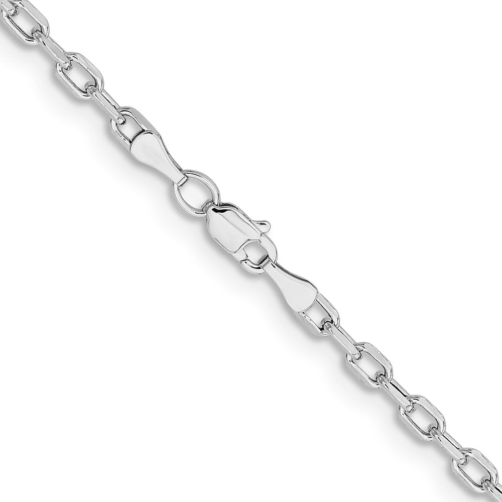 14k White Gold 3mm Semi-solid D/C Open Link Cable Chain