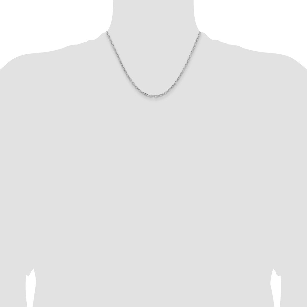 14k White Gold 3mm Semi-solid D/C Open Link Cable Chain