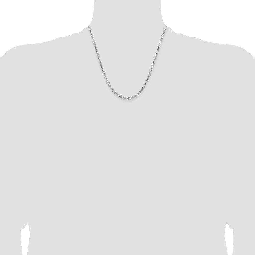 14k White Gold 3mm Semi-solid D/C Open Link Cable Chain