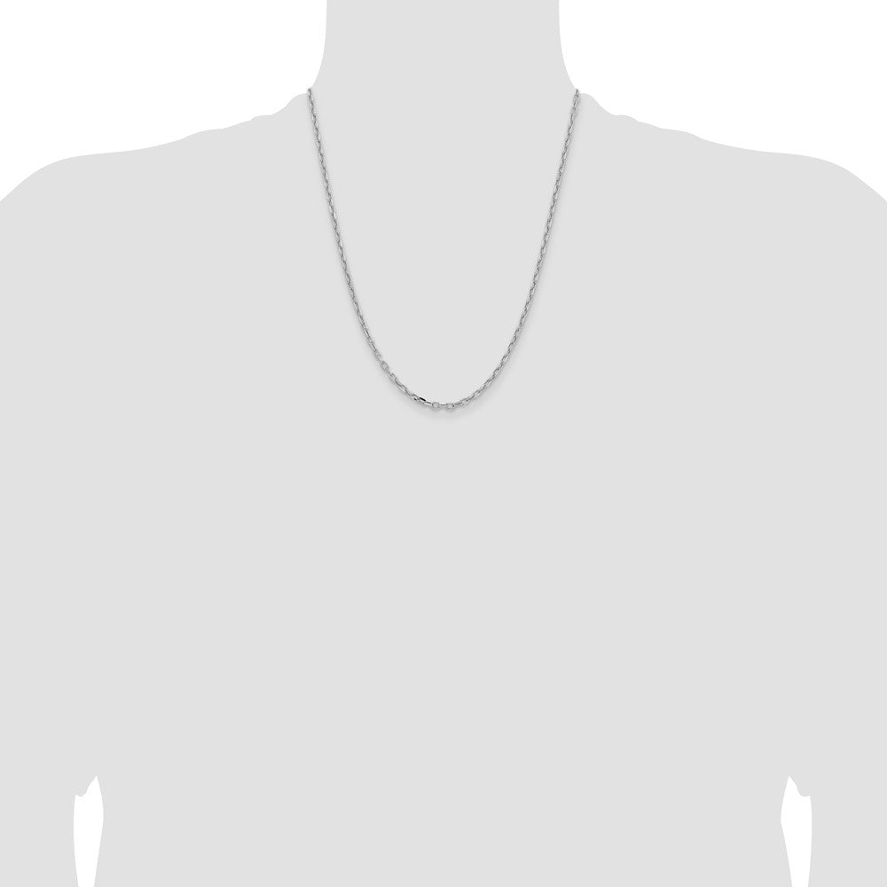 14k White Gold 3mm Semi-solid D/C Open Link Cable Chain