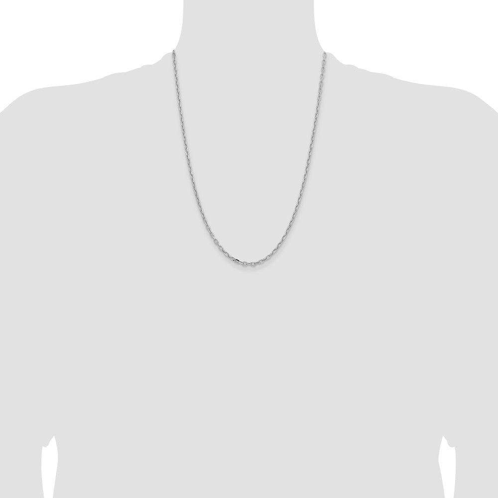 14k White Gold 3mm Semi-solid D/C Open Link Cable Chain