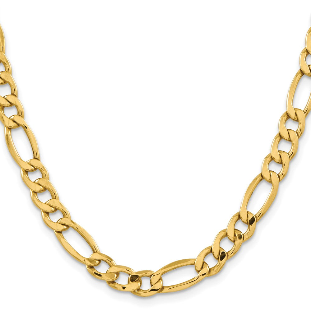 14K 8.5mm Semi-Solid Figaro with Lobster Clasp Chain