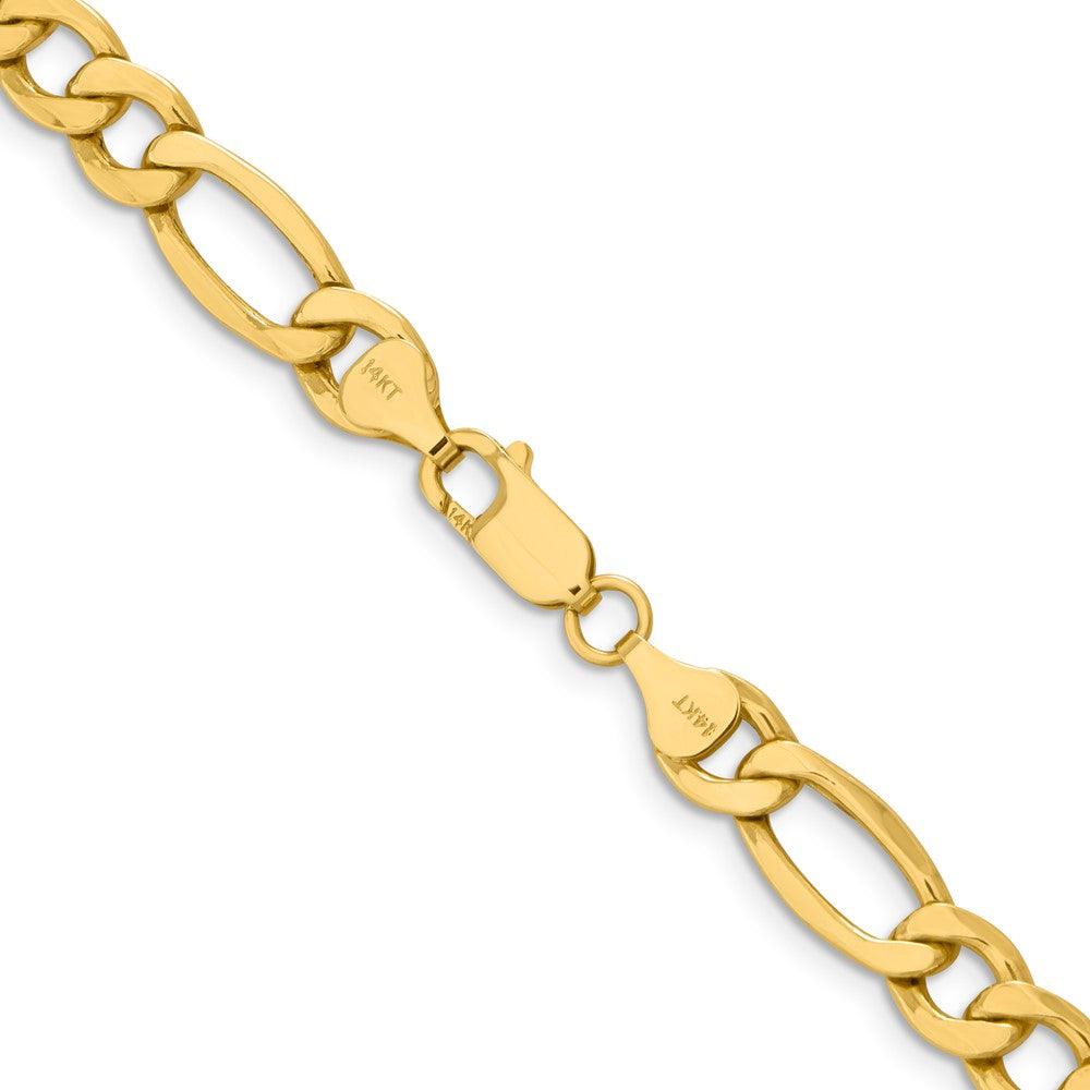 14K 8.5mm Semi-Solid Figaro with Lobster Clasp Chain