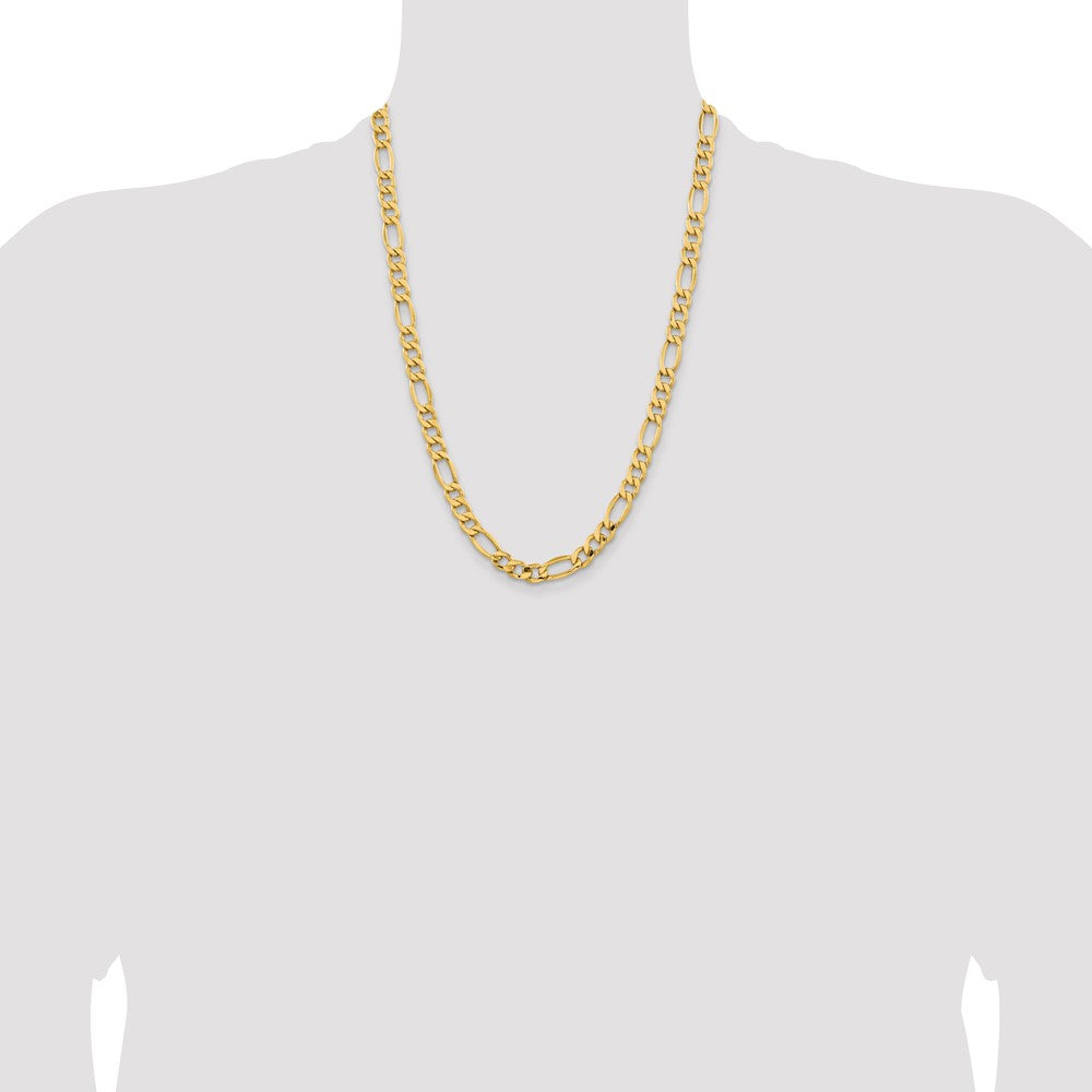 14K 8.5mm Semi-Solid Figaro with Lobster Clasp Chain
