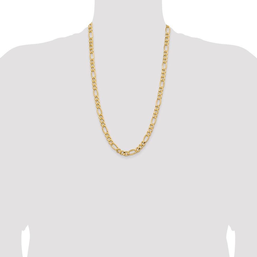 14K 8.5mm Semi-Solid Figaro with Lobster Clasp Chain