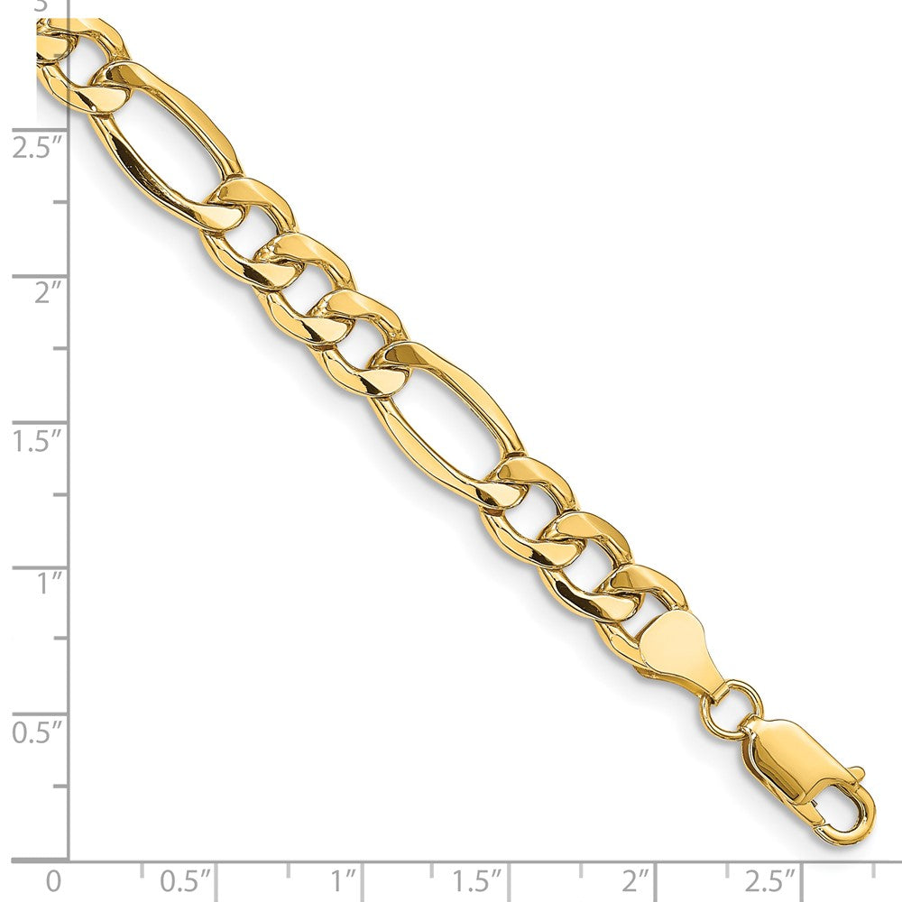 14K 8.5mm Semi-Solid Figaro with Lobster Clasp Bracelet