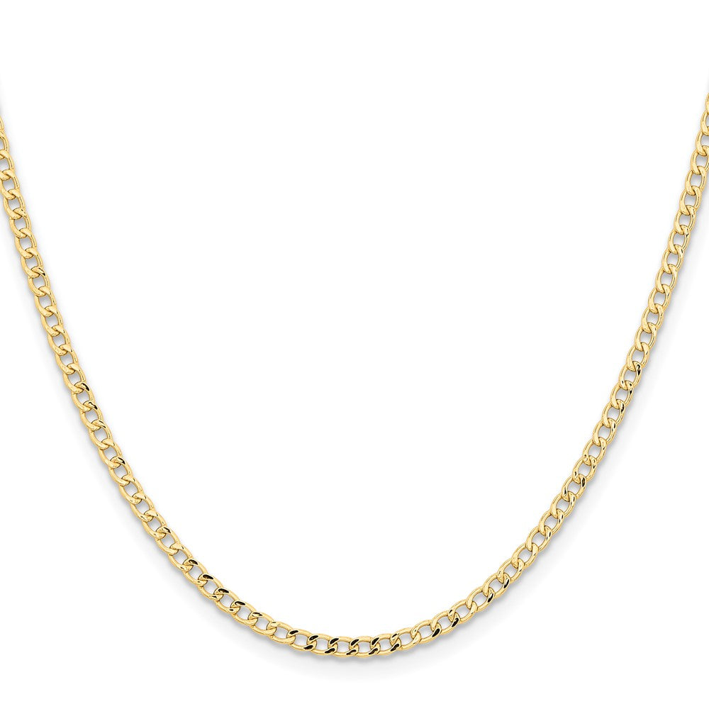 14K 2.85mm Semi-Solid Curb with Lobster Clasp Chain