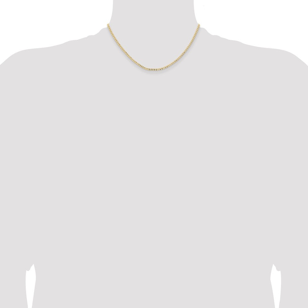 14K 2.85mm Semi-Solid Curb with Lobster Clasp Chain