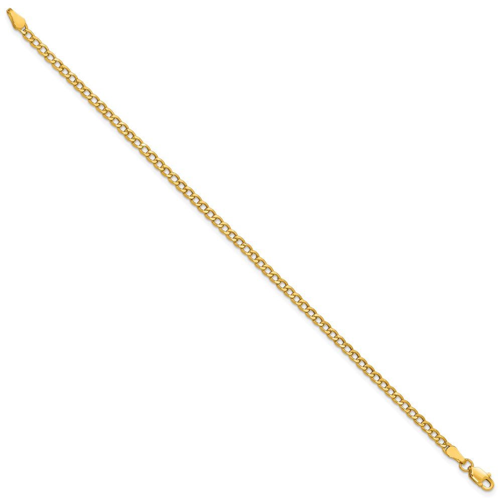 14K 2.85mm Semi-Solid Curb with Lobster Clasp Anklet