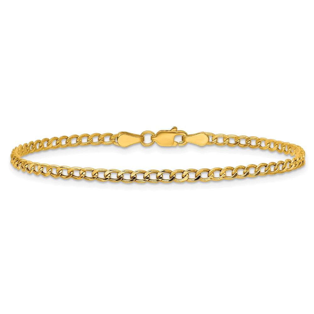 14K 2.85mm Semi-Solid Curb with Lobster Clasp Anklet