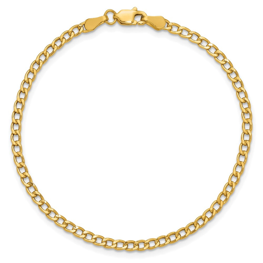 14K 2.85mm Semi-Solid Curb with Lobster Clasp Anklet