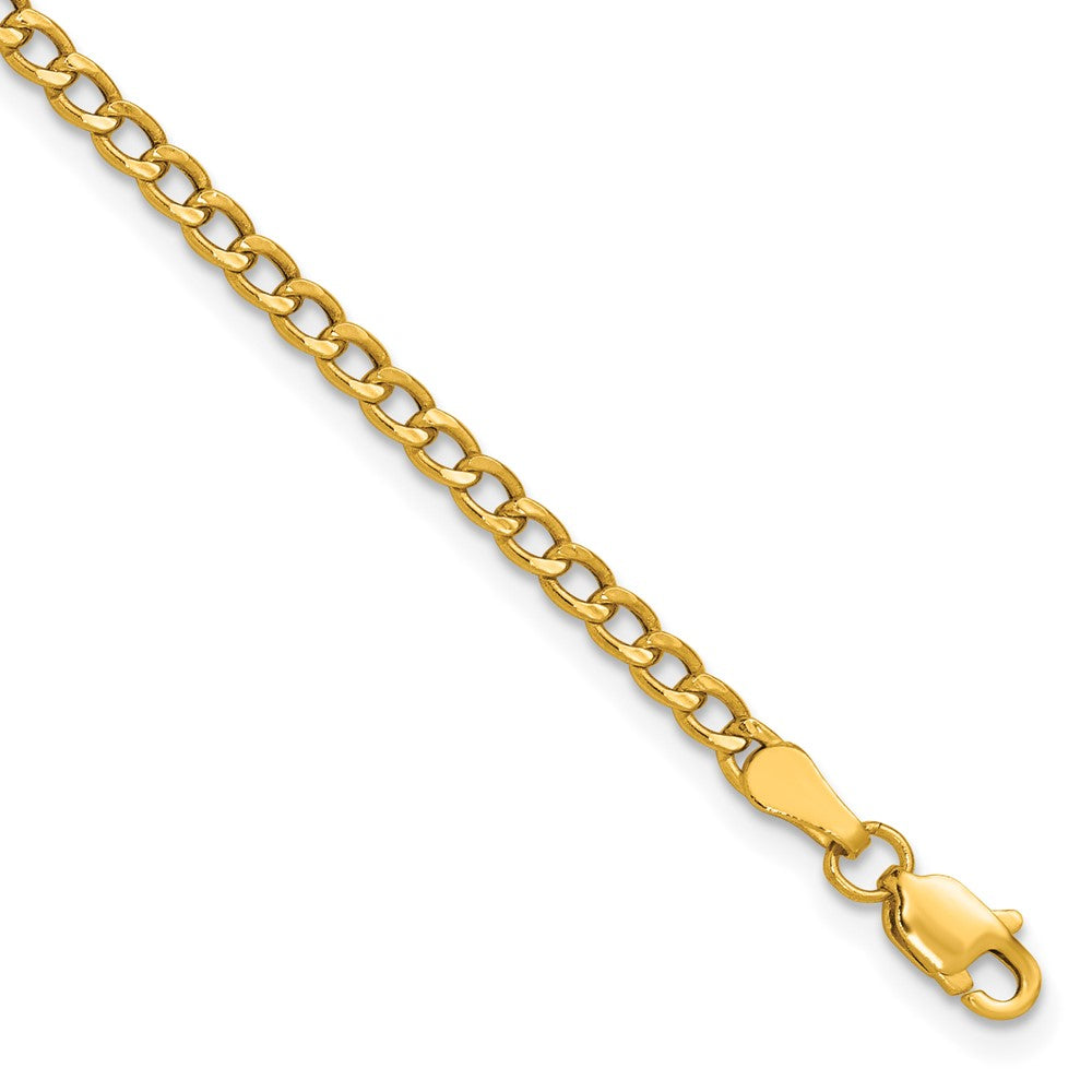 14K 2.85mm Semi-Solid Curb with Lobster Clasp Anklet
