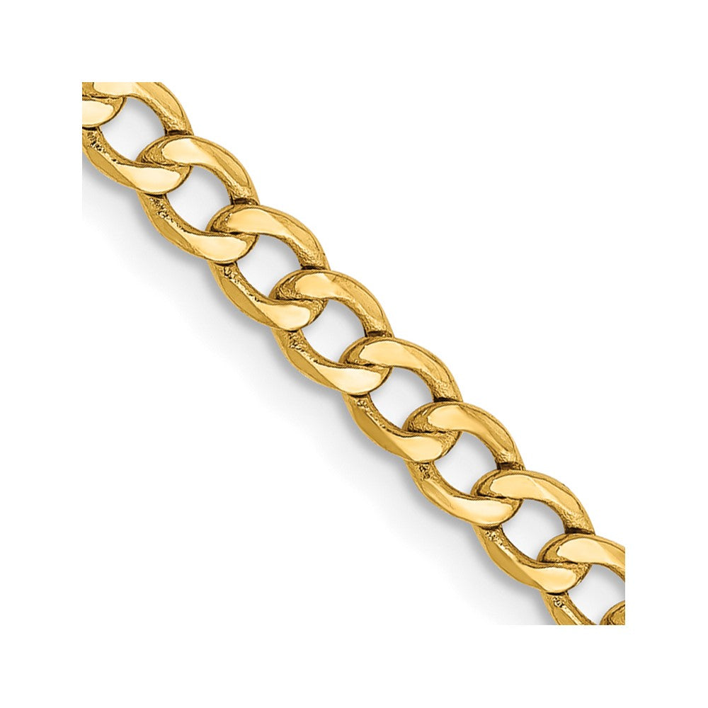 14K 2.85mm Semi-Solid Curb with Lobster Clasp Chain