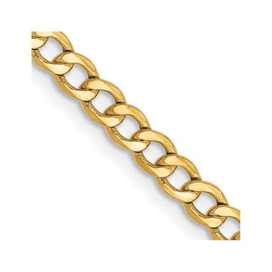 14K 2.85mm Semi-Solid Curb with Lobster Clasp Chain