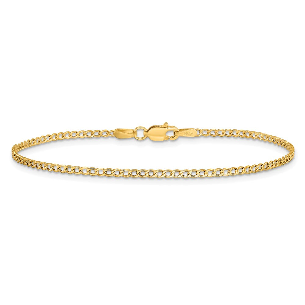 14K 1.85mm Semi-Solid Curb with Lobster Clasp Bracelet
