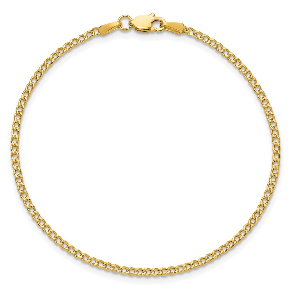 14K 1.85mm Semi-Solid Curb with Lobster Clasp Bracelet