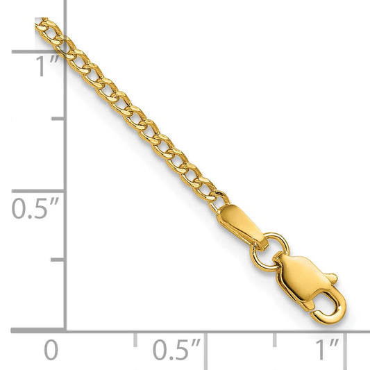 14K 1.85mm Semi-Solid Curb with Lobster Clasp Bracelet