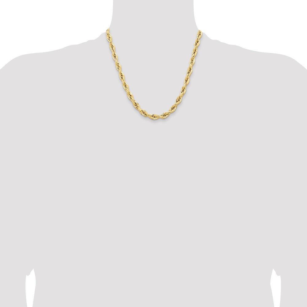 14K 7mm Semi Solid Rope with Lobster Clasp Chain