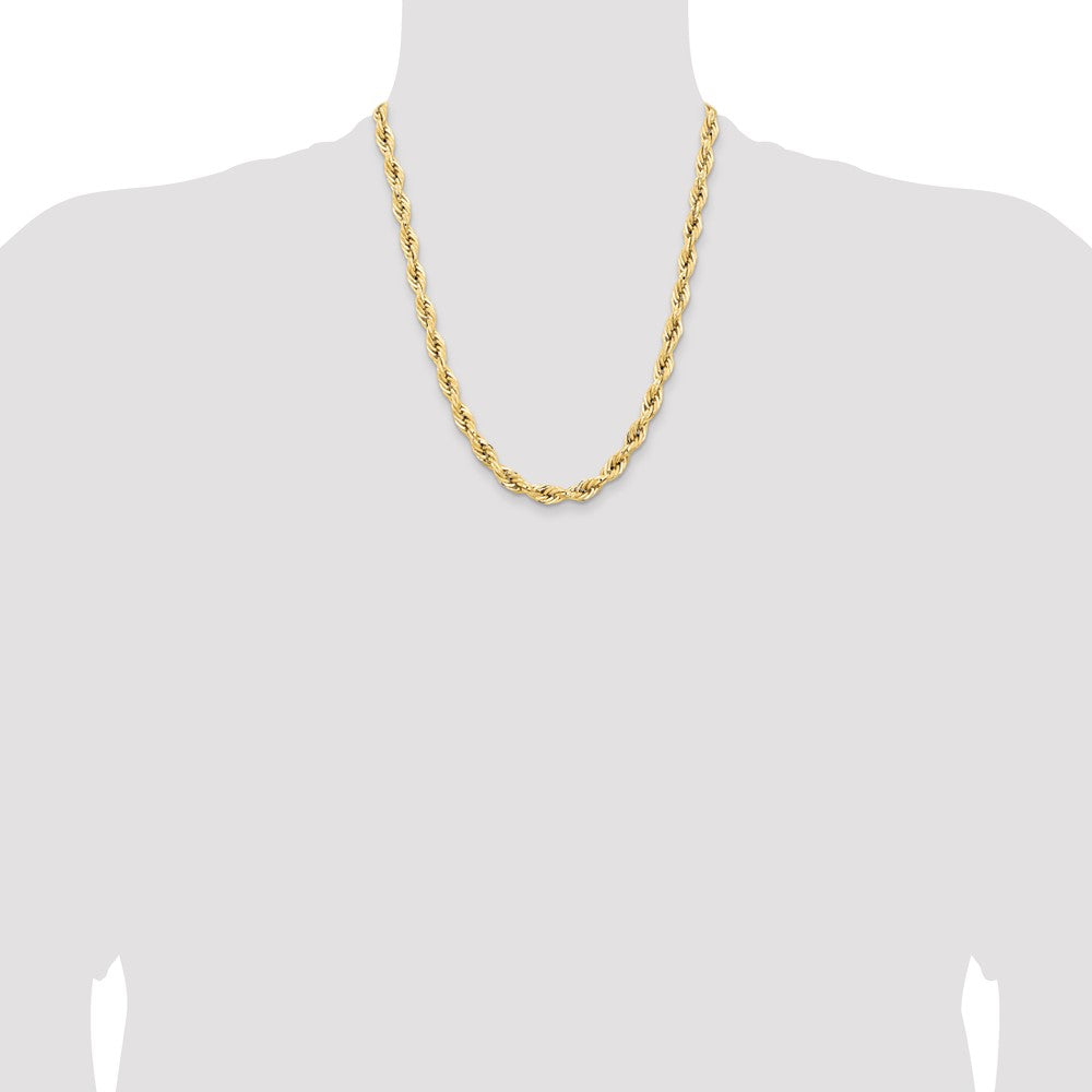 14K 7mm Semi Solid Rope with Lobster Clasp Chain