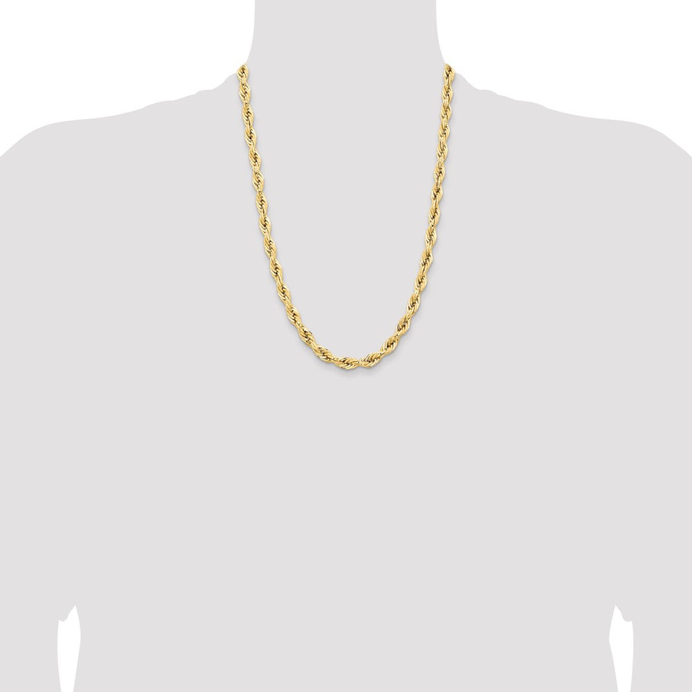 14K 7mm Semi Solid Rope with Lobster Clasp Chain